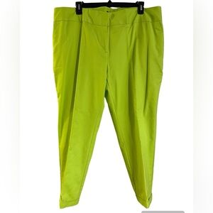 NWOT Worthington Lime Green Cuffed Zip pants. Size 24 W.